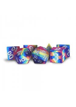 7 Count Dice Set: 16MM Sharp-edge Silicon Rubber: Rainbow